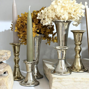 Celine Silver Tapered Candle Holder | Small