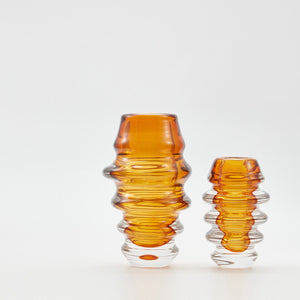 Cornet Amber Glass Vase | Large, closeup