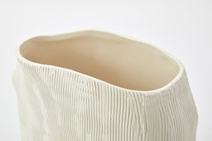 Handmade Chalk Ceramic Vase - Ivory | Tall, top