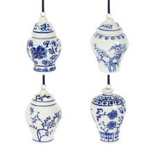 White Ceramic Ginger Jar Ornaments - Set of 4