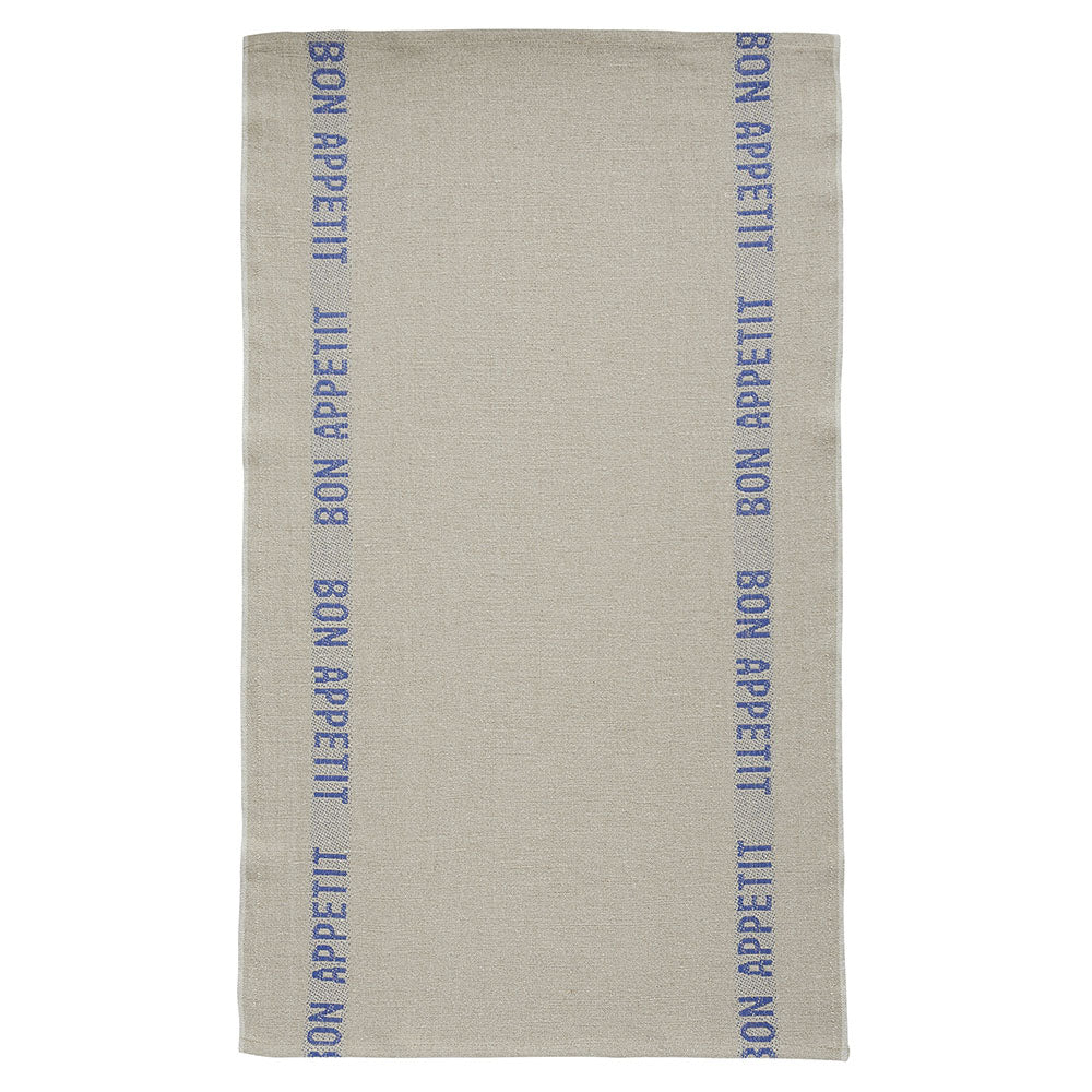 Bon Appetit Linen Tea Towel - Natural/Blue
