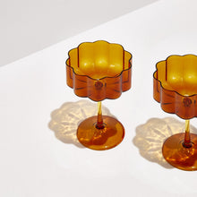 set-of-two-wave-coupe-glasses-amber, at an angle