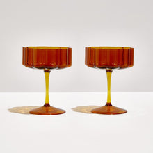 set-of-two-wave-coupe-glasses-amber, sideways