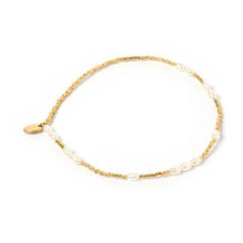 Poppy Pearl & Glass Beaded Anklet - Gold