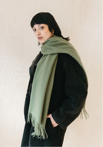 Lambswool Blanket Scarf/Throw - Olive