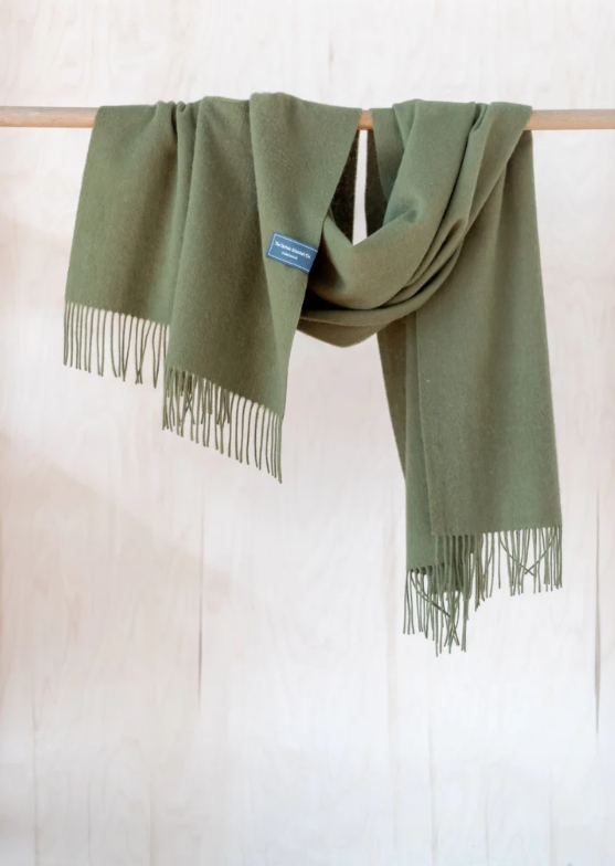 Lambswool Blanket Scarf/Throw - Olive