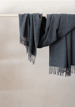 Lambswool Blanket Scarf/Throw - Charcoal Melange