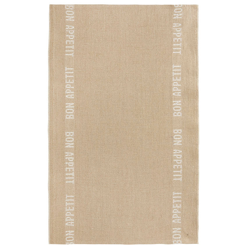 Bon Appetit Linen Tea Towel | Natural/White