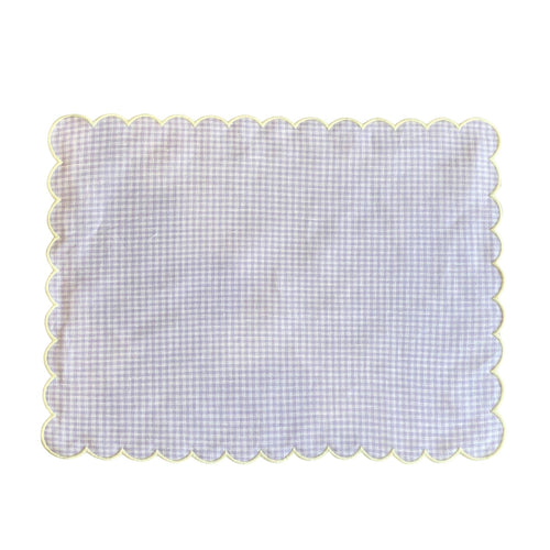 Tokyo Lilac Placemat - Lilac Gingham with Yellow Scalloped Edges