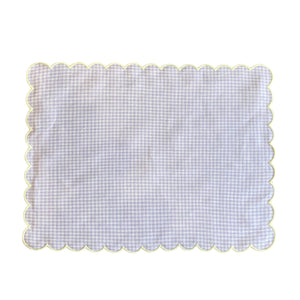 Tokyo Lilac Placemat - Lilac Gingham with Yellow Scalloped Edges