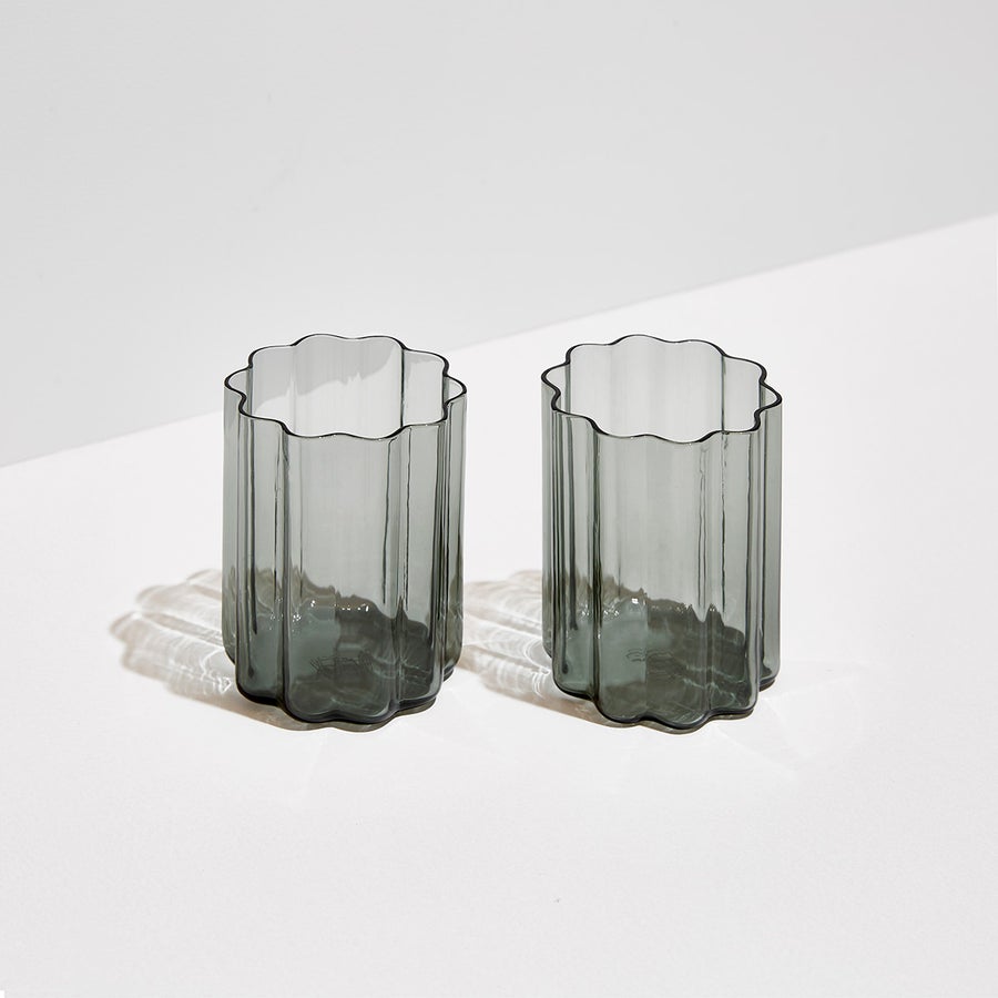 Two Wave Glasses - Smoke