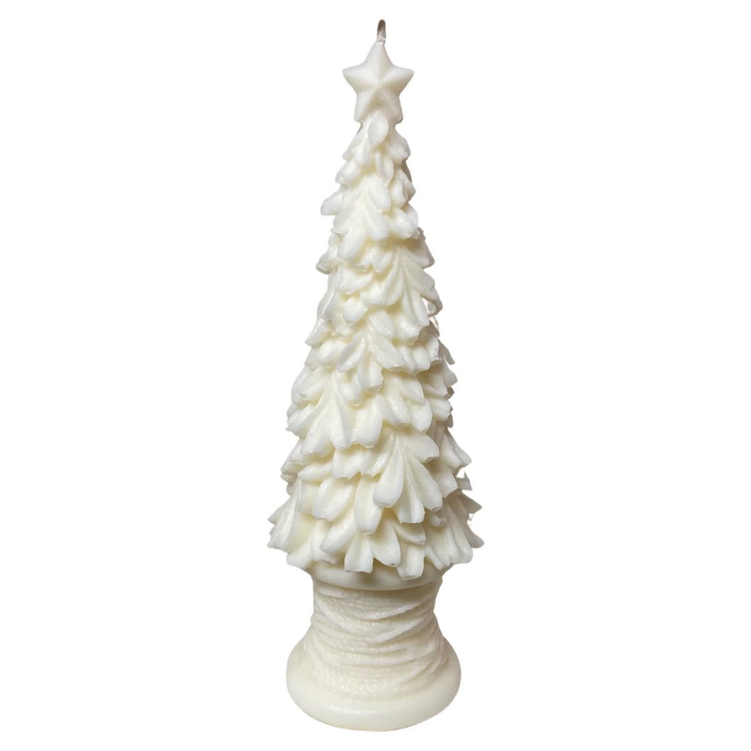 Star Christmas Tree Candle - White