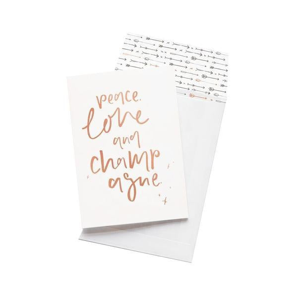 Greeting Card - Peace Love & Champagne - CRAVE WARES