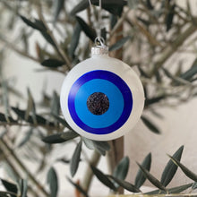 Evil Eye Christmas Tree Ornament -- White, hanging